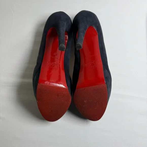 Christian Louboutin Red Bottom Navy Suede Platform Pumps Heels Size 37 - Picture 9 of 15